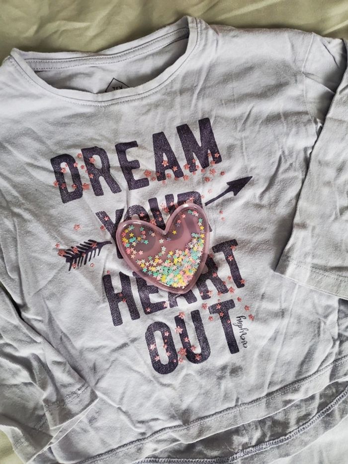 🌴 Ensemble pantalon et t-shirt manche longue cœur mauve fille - photo numéro 2