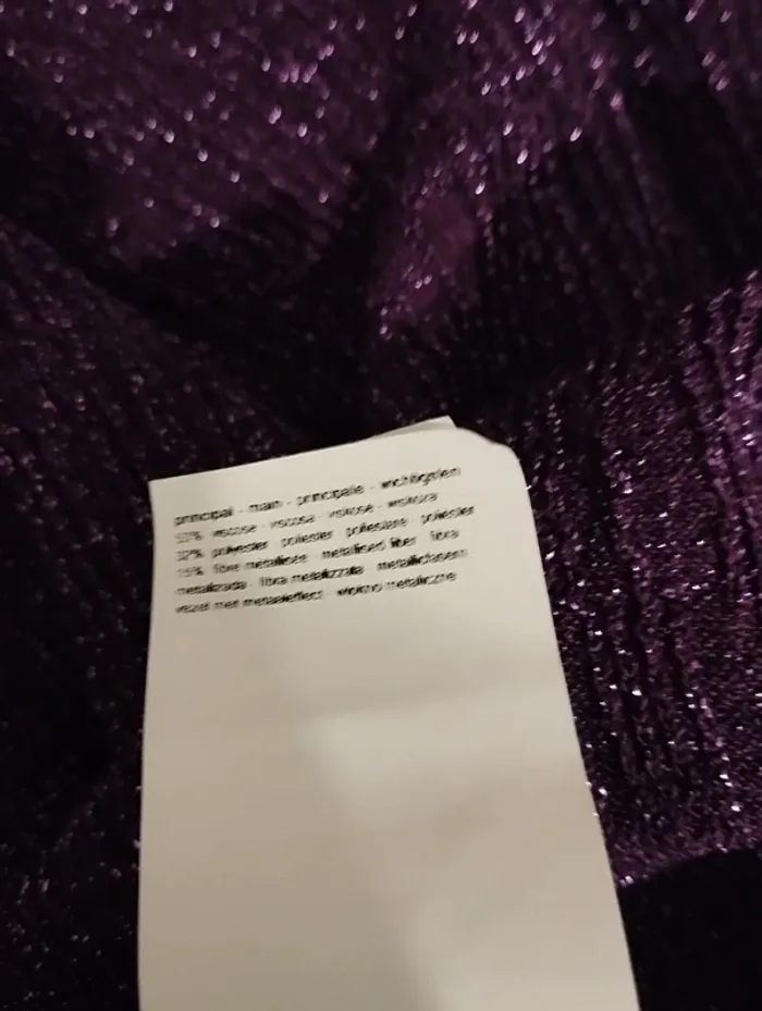 Blouse manches réglables violet à paillettes taille 40 Promod - photo numéro 8