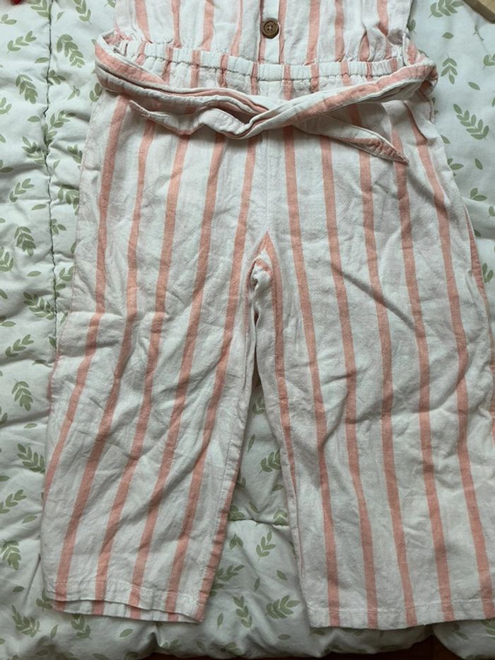 Combinaison pantalon large à bretelles crème et rose gemo 6 ans - photo numéro 3