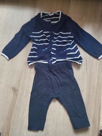 🌴 Ensemble gilet + legging bleu marine fille 3 mois