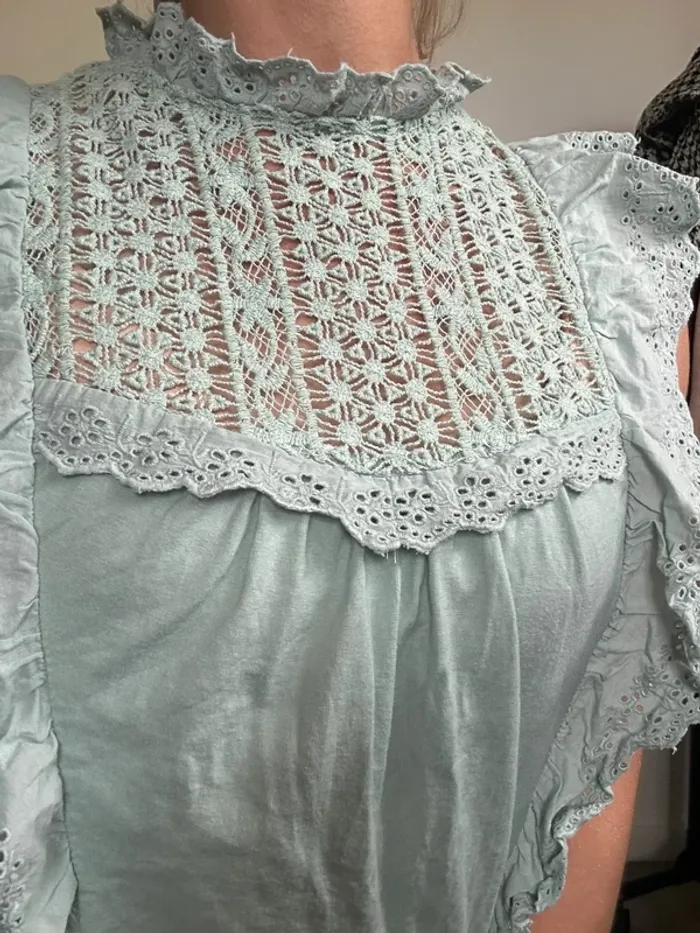 Mango Top vert d’eau coton – Taille 38 – Très bon état - photo numéro 6