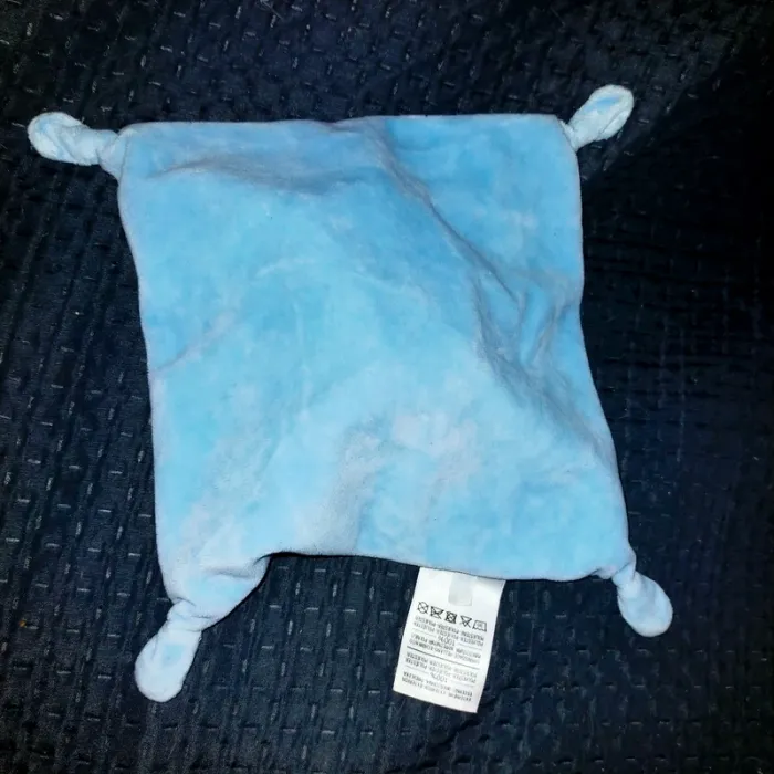 Doudou ours bleu et blanc carré Mots d'enfants - photo numéro 3