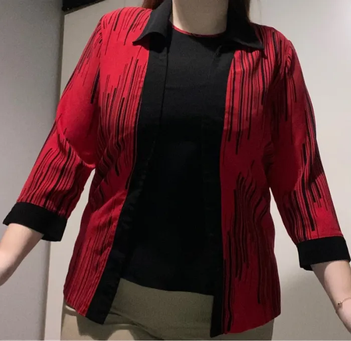 Ensemble top et gilet à motif