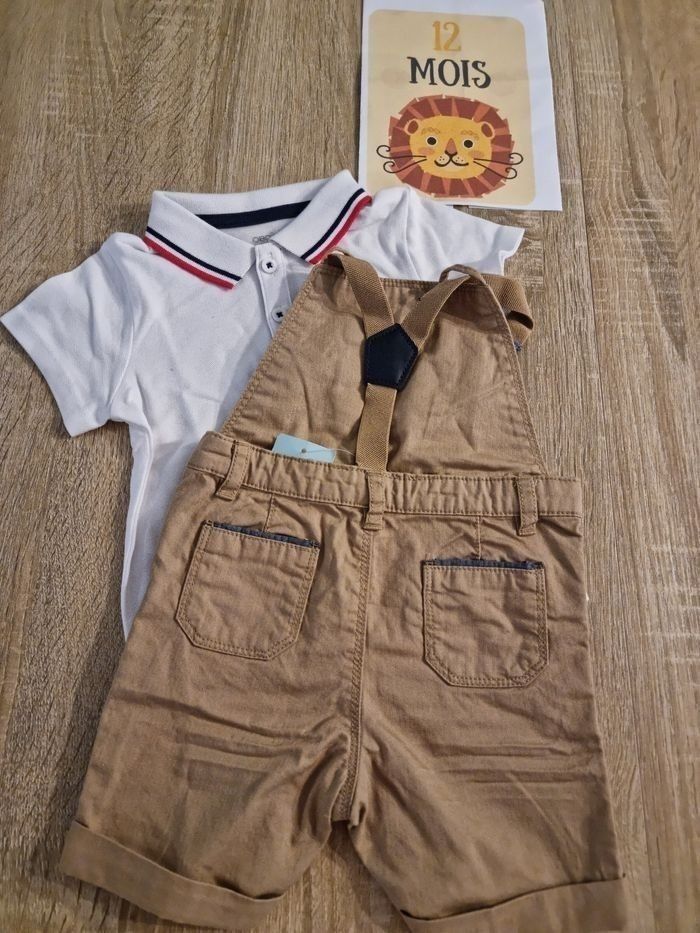 NEUFS (non portés)🏷🏷😍🥰💙 sublime ensemble polo et salopette 12 mois garçon💙💙 - photo numéro 2