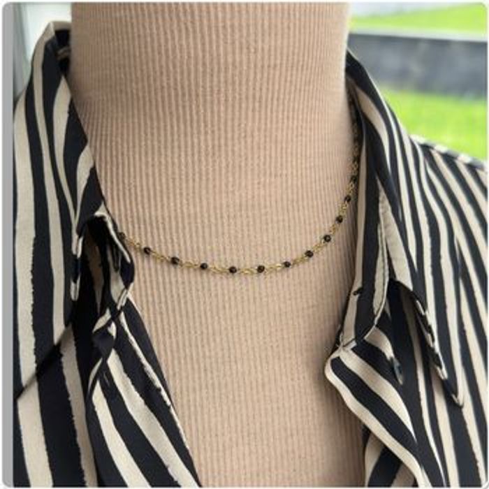 Collier perles résine email or acier - Ateliersdisa collection - photo numéro 6