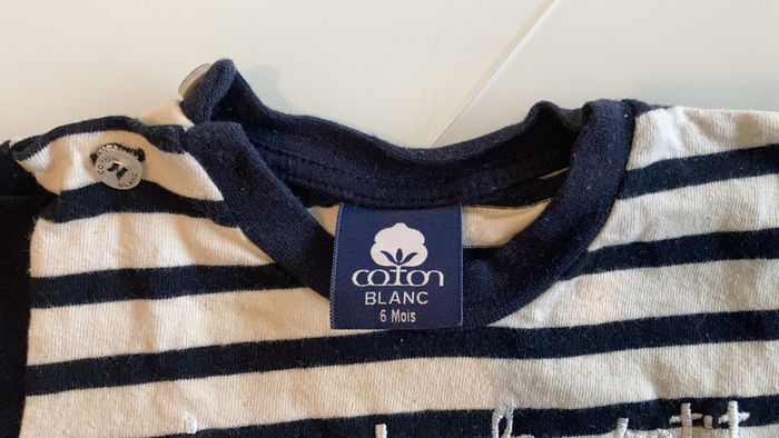 Tee-shirt coton blanc 6 mois - photo numéro 3
