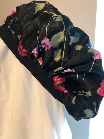 #bonnetnuit #satin #fleurs #Rose #cheveux