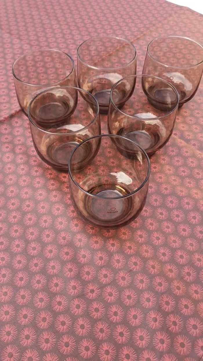 Lot de 6 verres fumés "SHELL" vintage - photo numéro 2