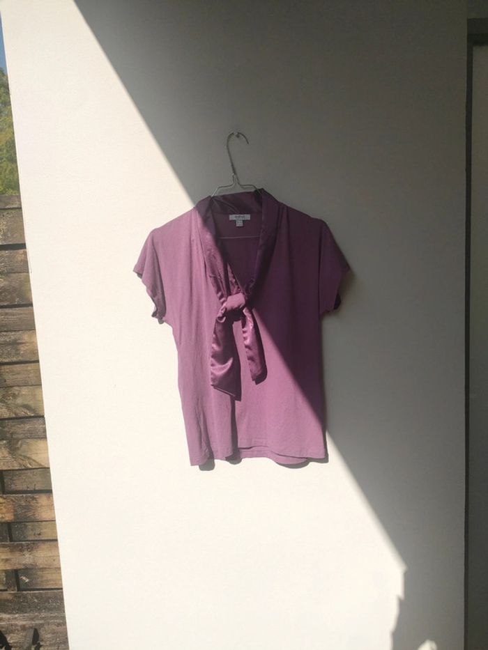 tee shirt 123 a col satin parme 38/40 - photo numéro 4