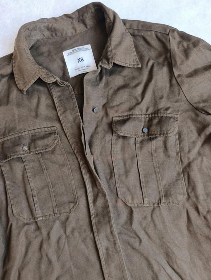Chemise Zara woman Premium collection XS vert Kaki 100% lyocell - photo numéro 5