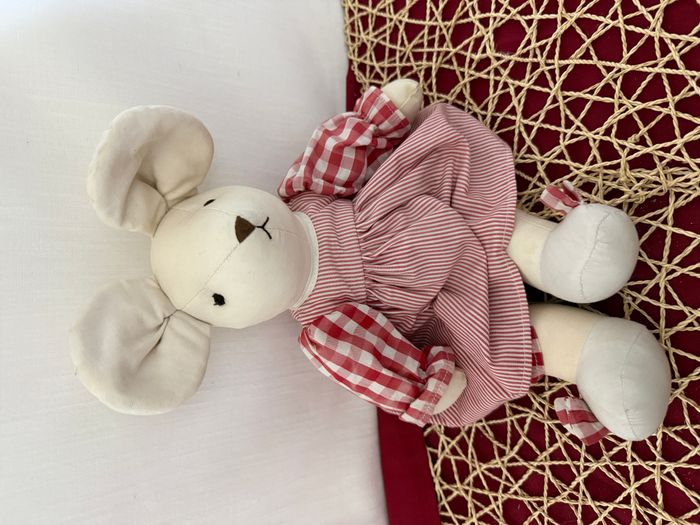 Doudou souris blanche robe rouge NOUNOURS - photo numéro 6