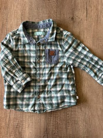Chemise à carreaux vert et gris 12 mois