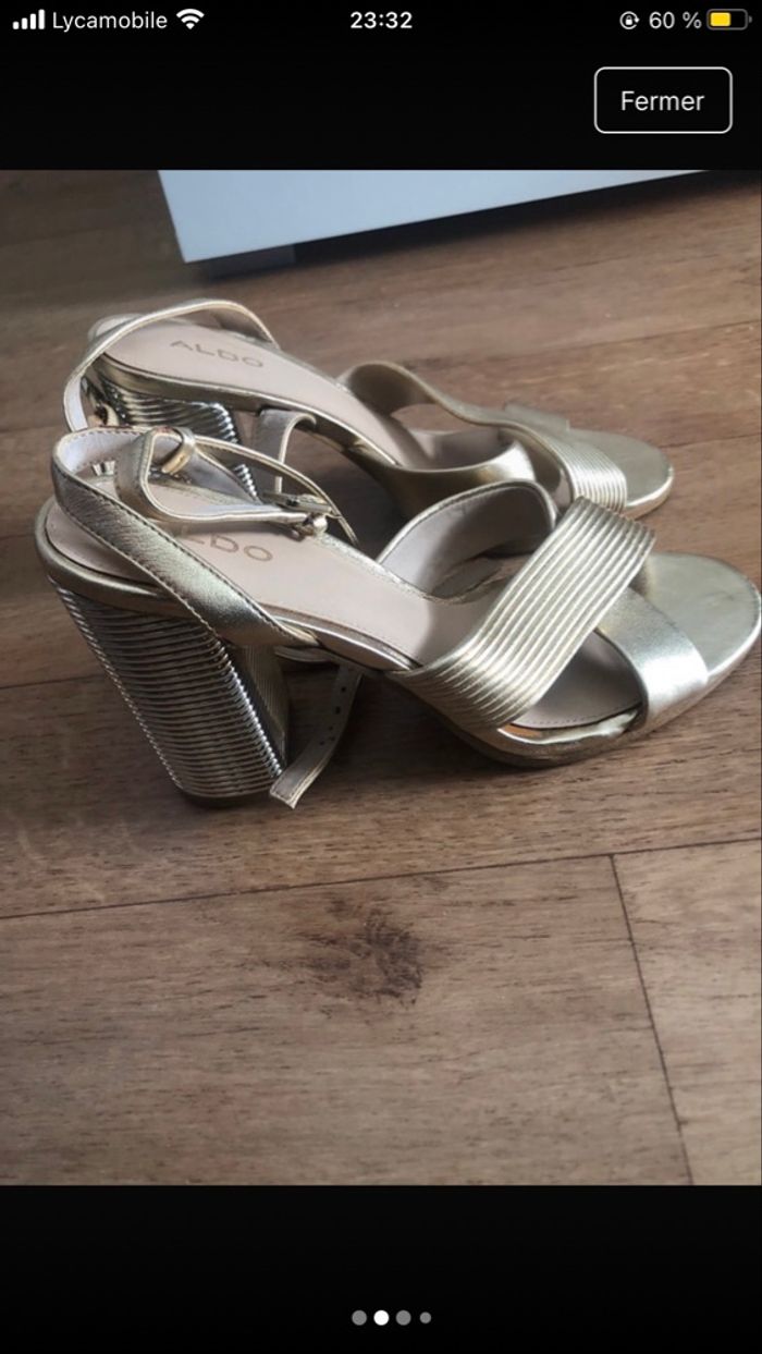 Sandale a talons doré marque aldo - photo numéro 2