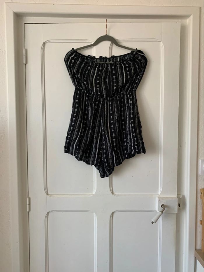 Combi-short noir à épaules dénudés femme - Taille 42/L H&M - photo numéro 2