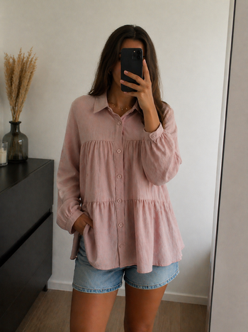 Blouse rose poudré style babydoll Zara