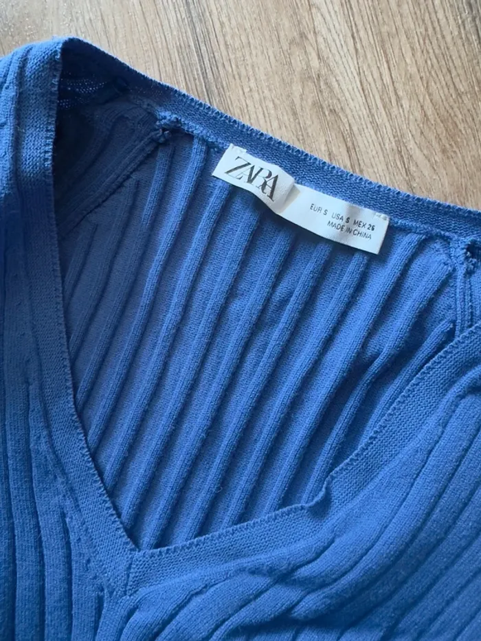 Haut côtelé bleu Zara – Taille S - photo numéro 3