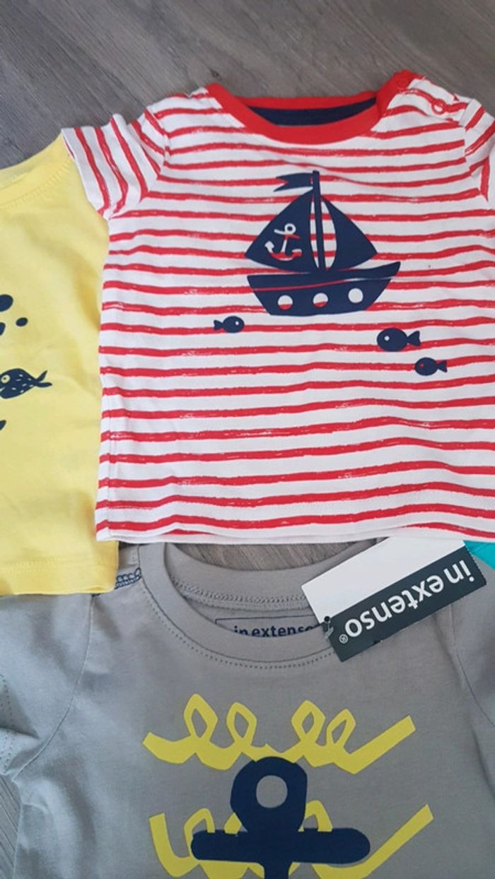 Lot marin 3 mois pantalon skinny et 4 tee-shirts manches courtes bateau pirate baleine ancre - photo numéro 3