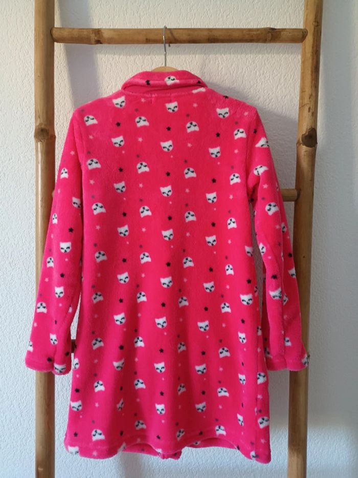 Joli peignoir polaire tout doux rose fushia motifs chats 8 ans - photo numéro 3