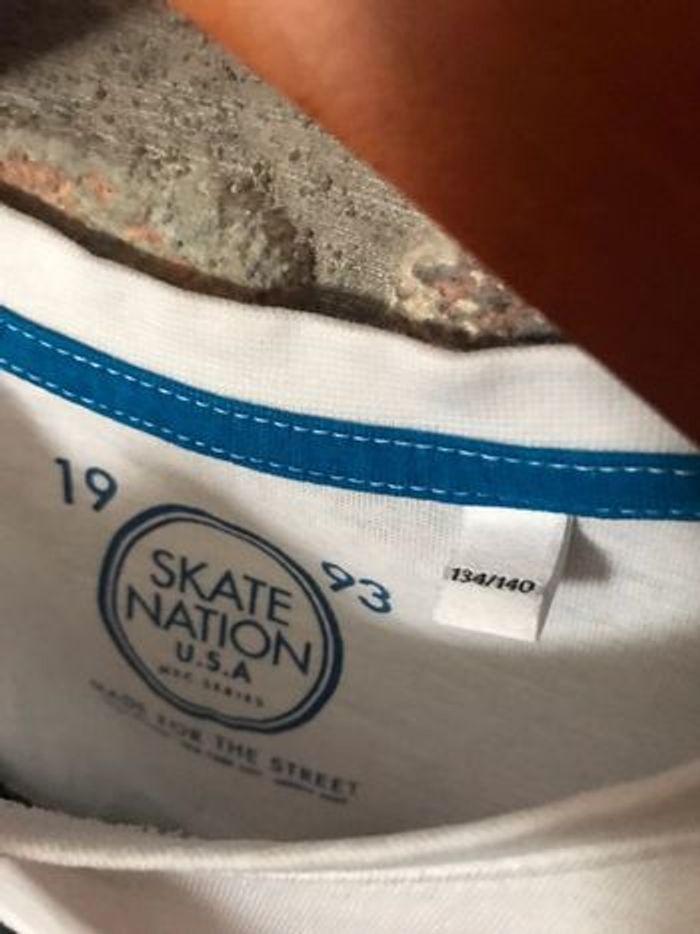 tshirt  garçon blanc bleu chiné coton - photo numéro 4