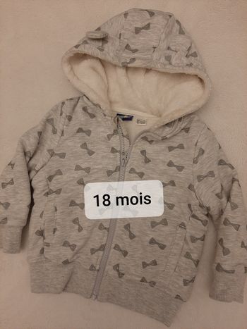 Sweat zippé à capuche 18 mois