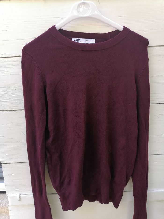 Pull bordeaux Zara taille 36 - photo numéro 2