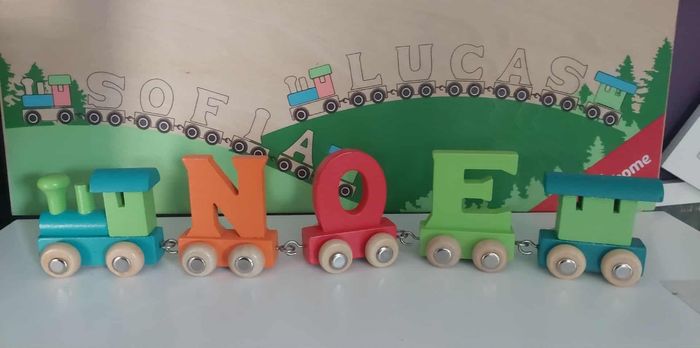Lettres en bois petit train - photo numéro 3