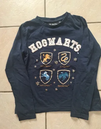 Tee-shirt manches longues bleu marine 8 ans 👧 Harry Potter neuf