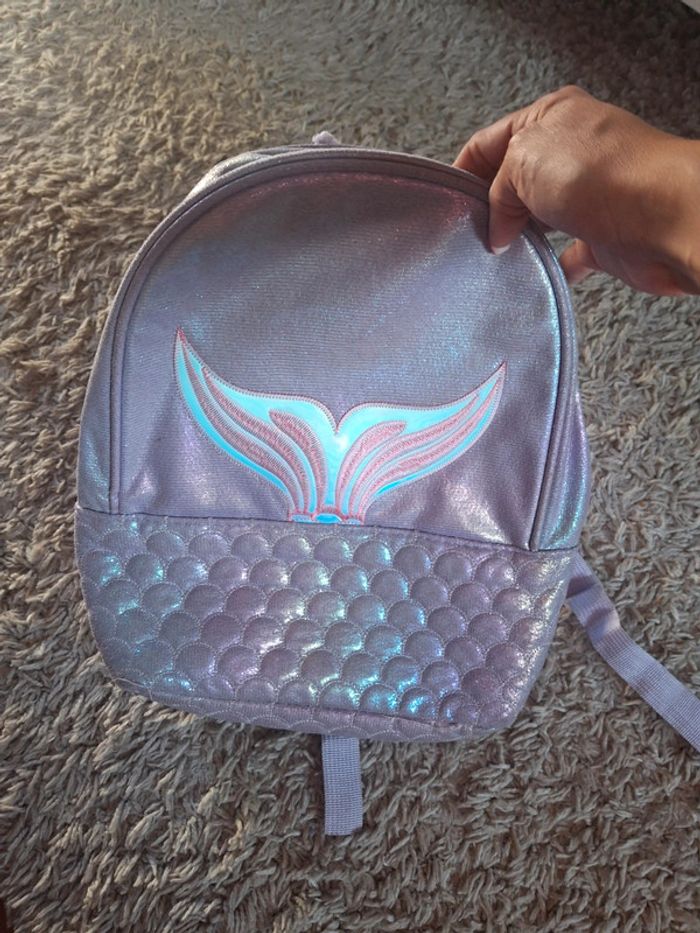Cartable sac à dos fille sirène paillette violet reflet