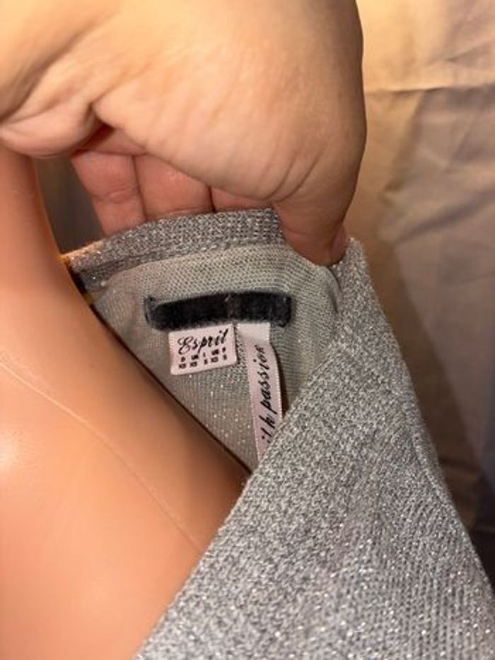 Pull Esprit en Maille Métallisée Argentée - photo numéro 3