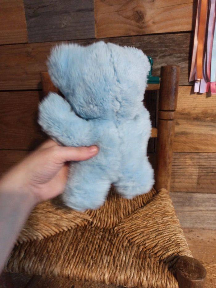 Peluche hochet ours bleu Prénatal vintage tbe - photo numéro 5