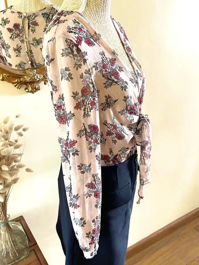 Sublime blouse chemise fluide chic fluide Haut Transparent Floral - photo numéro 4