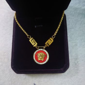Collier pendentif doré unisexe – Pendentif rond rouge – Idée cadeau élégante