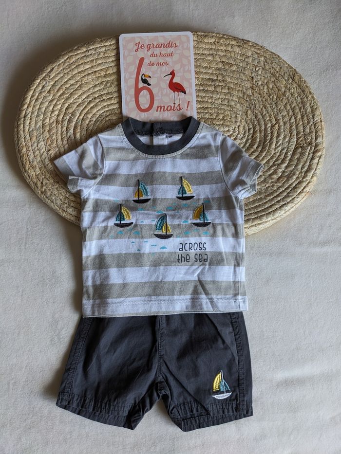 Ensemble short et tee shirt - 6 mois - photo numéro 4