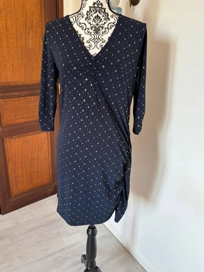 Petite robe bleue marine et dorée - photo numéro 2