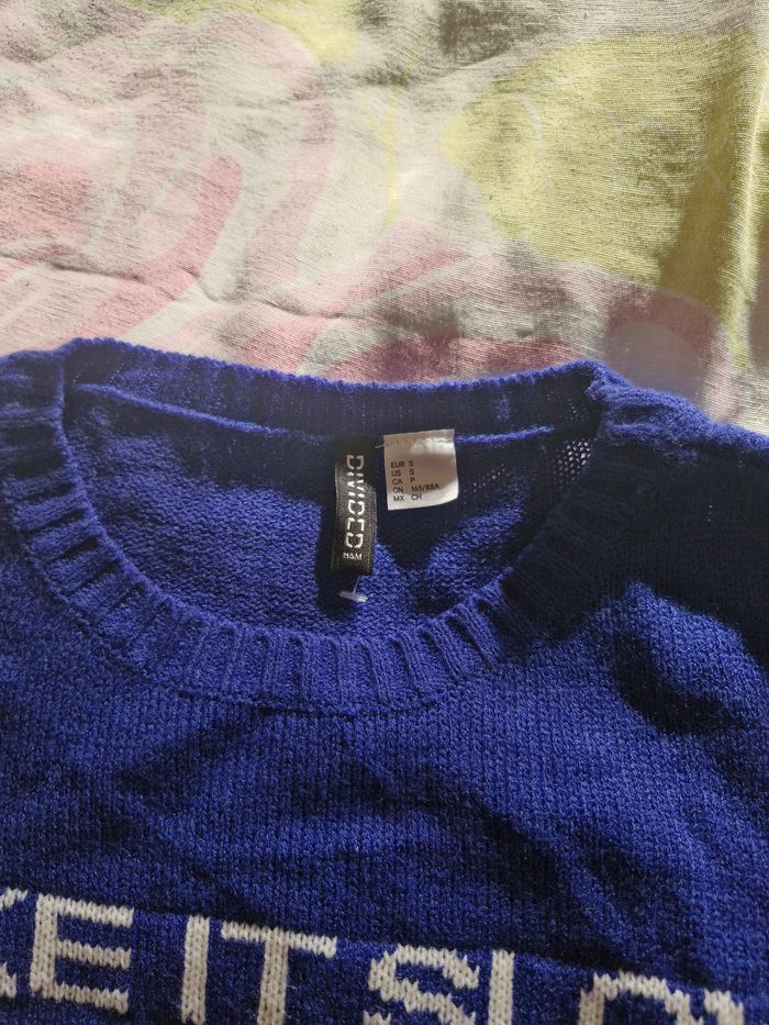 Pull de Noël  bleu et blanc - photo numéro 2