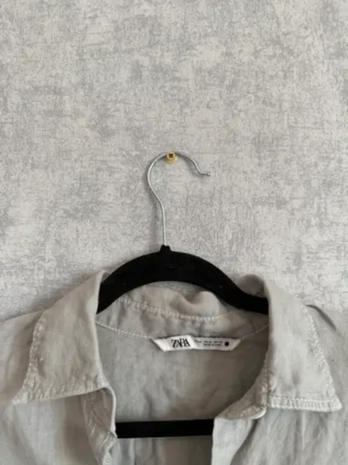 Chemise courte gris/vert Zara Taille M - photo numéro 2