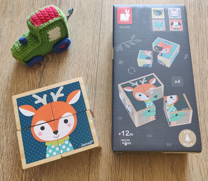 Jeu jouet bois cube Janod dans boîte dès 12 mois