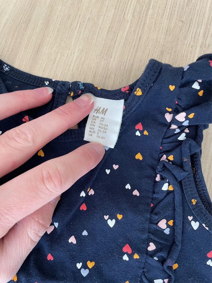 Robe bleu marine imprimés cœurs multicolores fille taille 1 an 2 ans - photo numéro 2