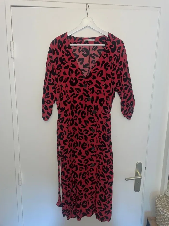 Robe longue léopard rouge Lefties L - photo numéro 2