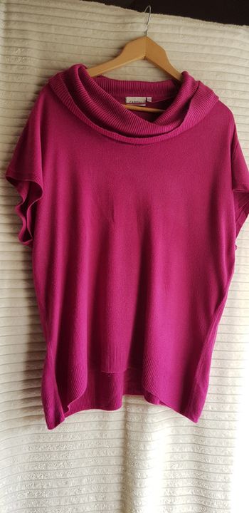 Pull large colle roulé sans Manche Rose