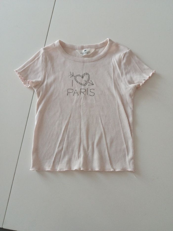 Tee-shirt rose pâle Paris 10/12 and