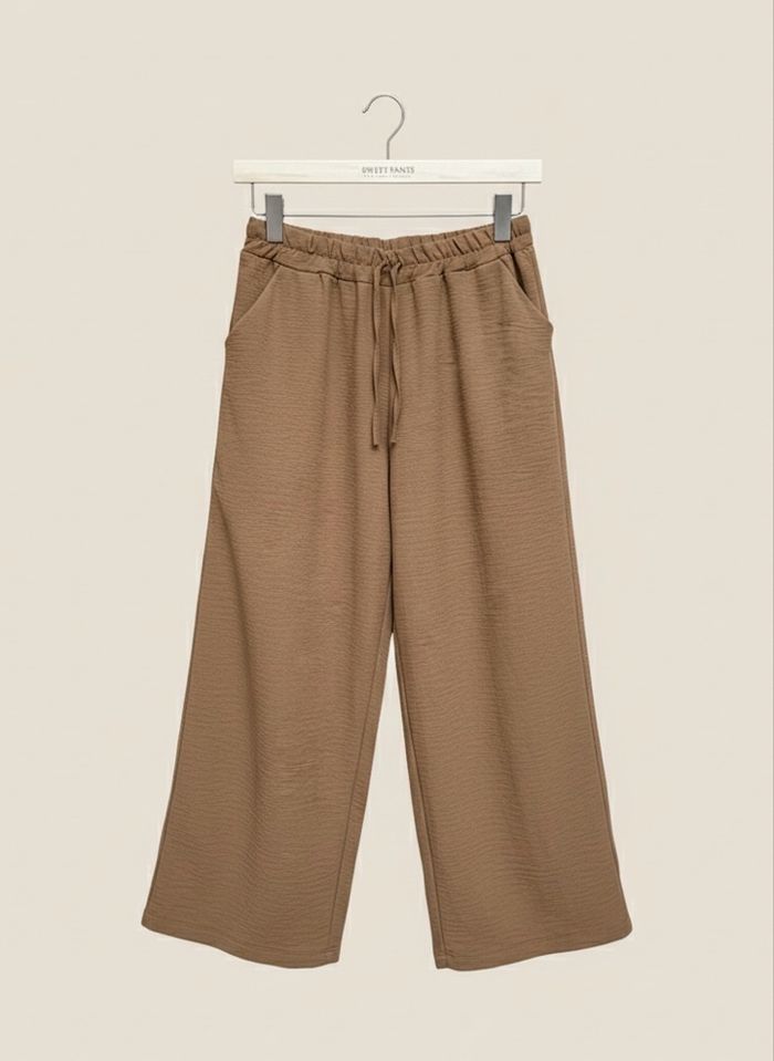 Pantalon marron fluide taille élastique – coupe large