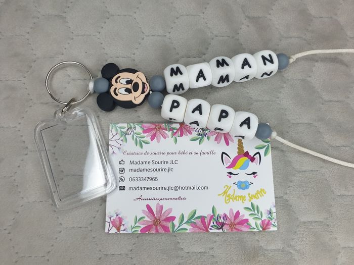 Porte Clés photo 2 branches Mickey