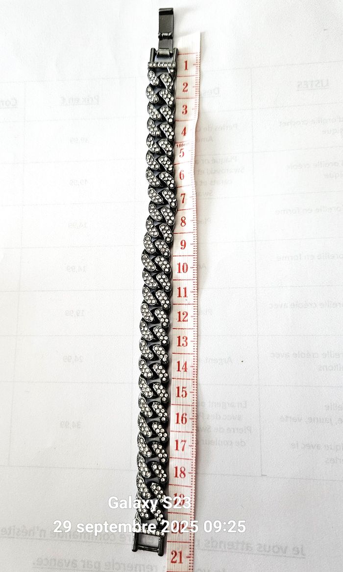 🤍 Gourmette Argent Blanc avec Détails en Strass - photo numéro 4