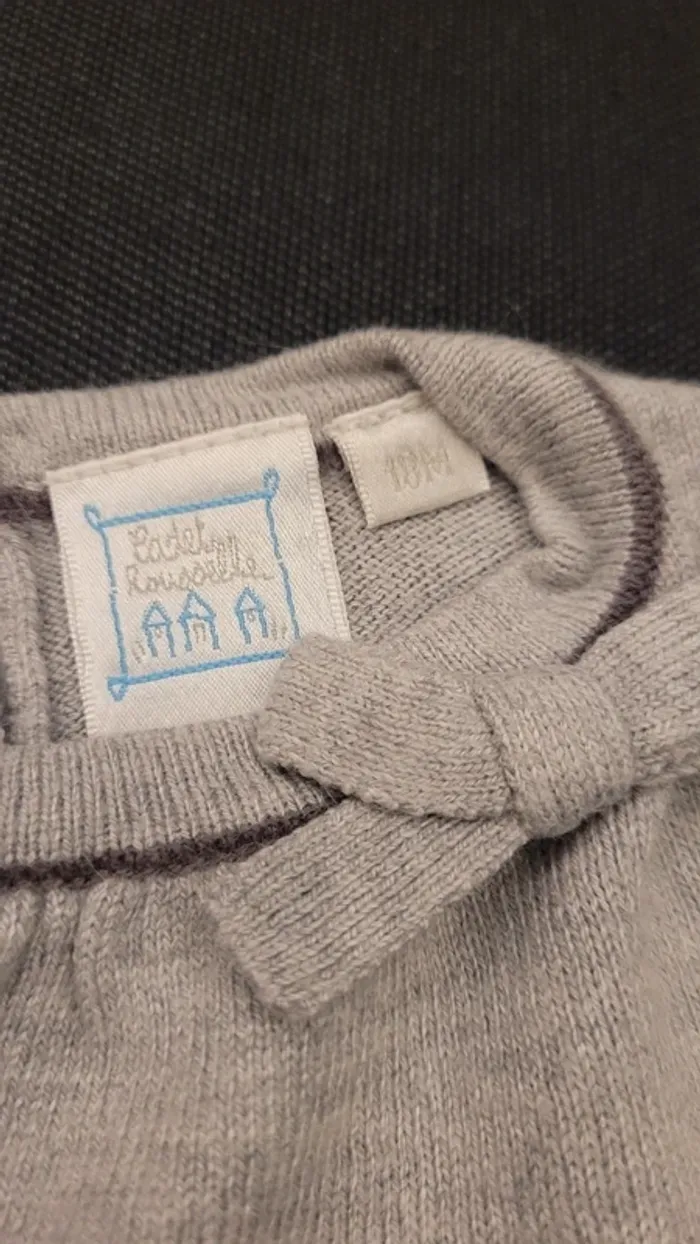 Pull gris fin imprimé chat 5% angora état neuf - photo numéro 3