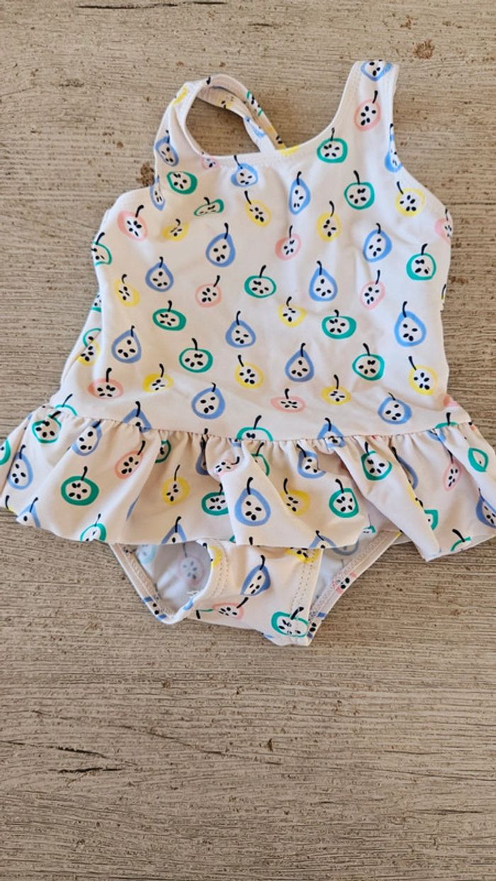 Maillot de bain fille avec un volant, blanc à dessin, R Mini, 12/18 mois - photo numéro 3