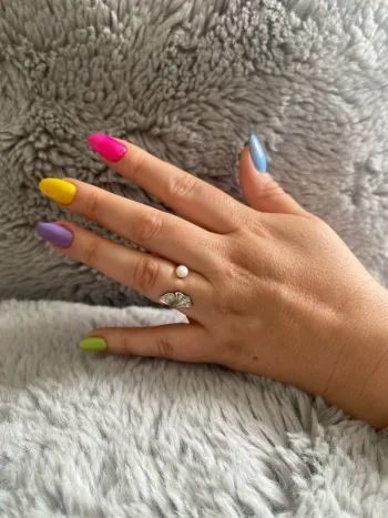 Bague Gingko argent et perle - Taille ajustable (52-54)