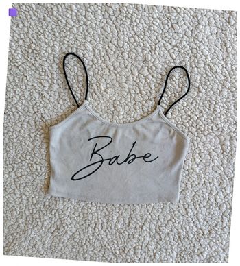 Crop top blanc "Babe" cute mignon – Taille estimée XS/S