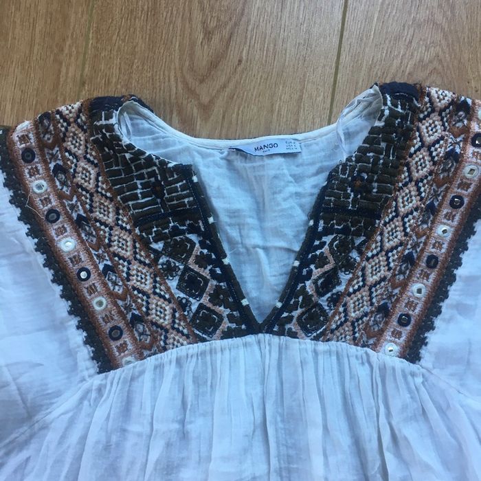 Blouse avec broderie 🧡 Mango 🧡 écrue - taille M - photo numéro 2