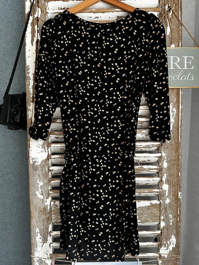 Robe Bonobo noir motif fleuri moutarde - photo numéro 2